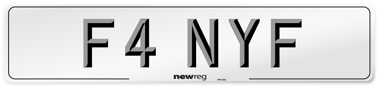 F4 NYF Number Plate from New Reg